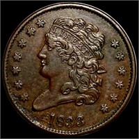 1833 Classic Head Half Cent NEARLY UNCIRCULATED
