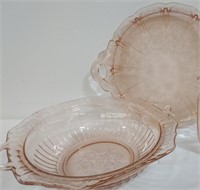 Pink Glass Bowl and Tray