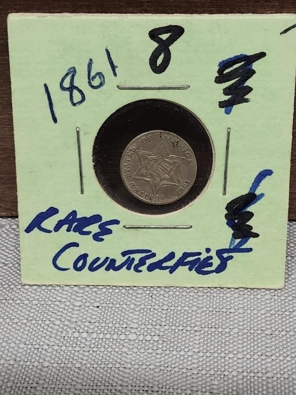 Counterfeit 3 Cent Coin 1861 Civil War Era