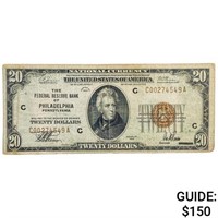 FR. 1870-C 1929 $20 FRBN PHILADELPHIA, PA VF