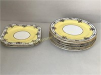 8 AYNSLEY LUNCHEON PLATES & 2 SQUARE  PLATES