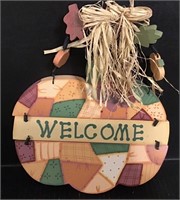 HAND PAINTED FALL PUMPKIN WELCOME SIGN
