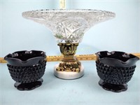 Crystal and marble compote and black glass