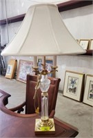 35” DECORATIVE GLASS AND BRASS LAMP