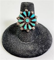 Vintage Native Sterling Turquoise Ring 5 Gr Size 7