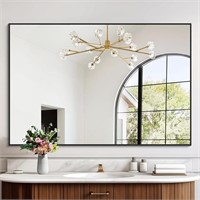 Cofeny 48x32, Black Rectangular Bathroom Mirror