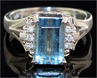 Platinum 2.77 ct London Blue Topaz & Diamond Ring