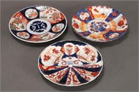 Three Japanese Imari Porcelain Plates,
