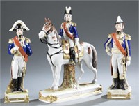 3 German Napoleonic porcelain military figures.