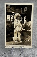 Glacier Park Chief Bull Child Postcard Signed RPPC