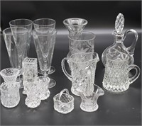 Large Lot of Clear Glass, Crystal Cruet, Toothpick