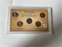 Pennies of the 20th Century 5 Coin Collection