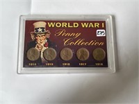 Rare WWI Penny 5 Coin Collection 1914-1918