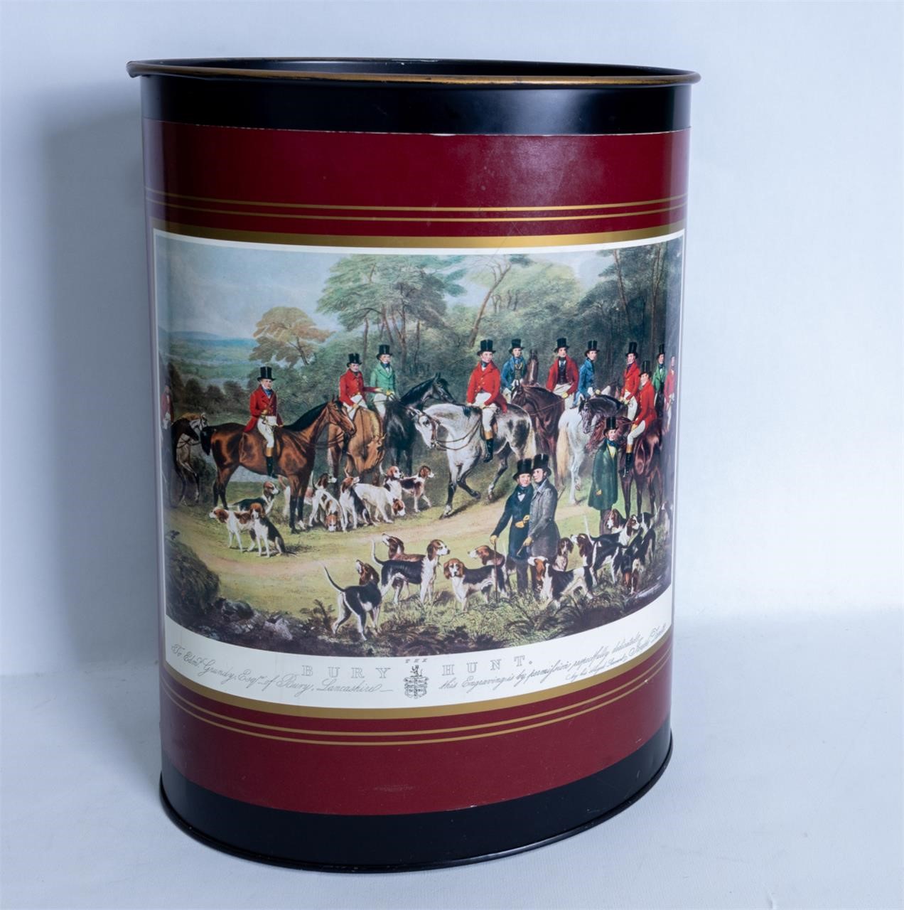 English hunt-themed waste bucket