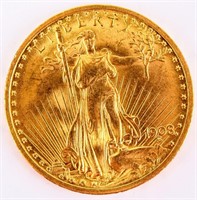 Coin 1908 St. Gaudens $20 Gold Coin Unc!