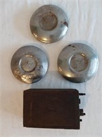 Vintage Wooden Ford Battery and Wheel Caps