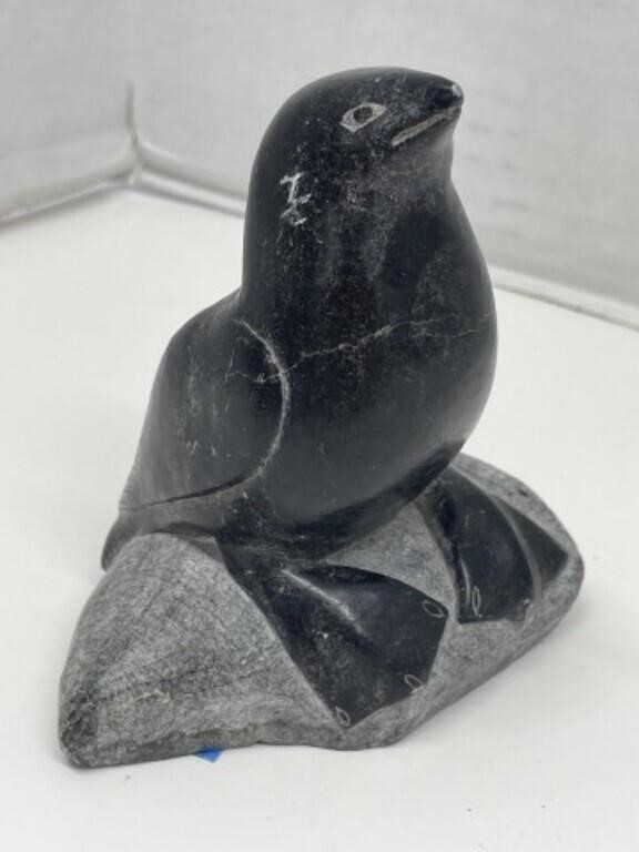 Inuit Soapstone Carving of Seabird, 4.5 " tall.