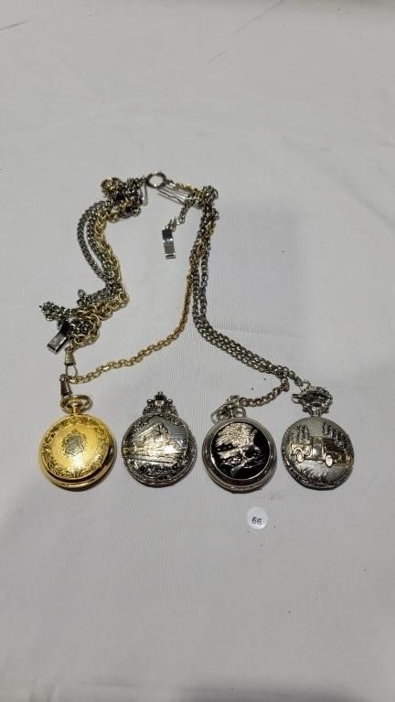 4 pocket watches and chains