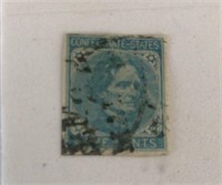 Confederate States Blue 5c Postage Stamp Used,