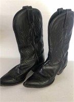 Tony Lama Cowboy Boots, Black Leather Size 7