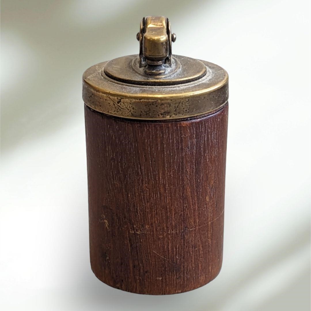 Vintage Teak Table Gasoline Lighter 1950s