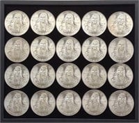 (20) 1979 72% Silver Cien (100) Pesos Coins