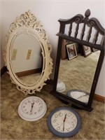 (2) Mirrors & (2) Clocks