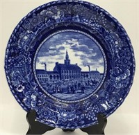 Staffordshire Flow Blue Plate, Independence Hall