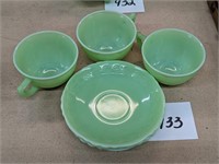3 Jadeite Cups and Saucers