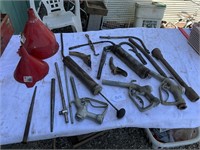 Vtg Grease Guns, Gasoline Handles, more