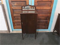 ANTIQUE RECORD CABINET WITH KEY