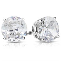 10MM Round Cut White Topaz 8.5CTW Stud Earrings in