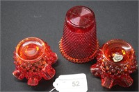 Ruby Red and Aberina Glass 3Pc.