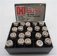 (20) Rounds of Hornady critical duty 40 S&W 175