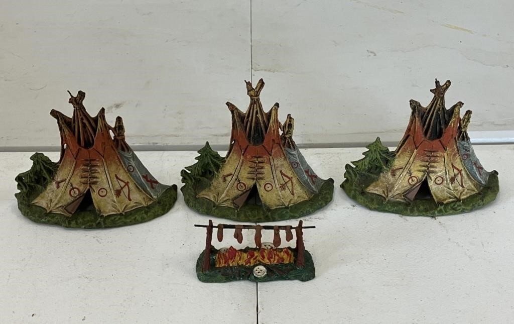 VTG Elastolin Native TeePees (3) Campfire Toys #14