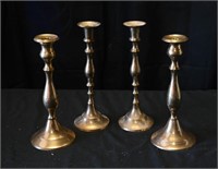 (4) 12" HEAVY BRASS CANDLE STICKS HOLDERS