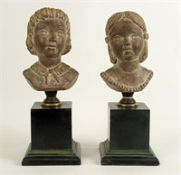 Pair of 20th C. Bronze Bust Signed "Pierra"