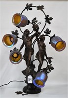 French lamp, man & woman, grapes,