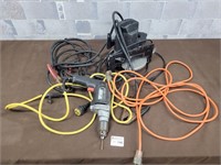 HD booster cables, drill, router, extention cord