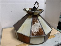 Slag Glass And Amber Lamp - Vintage 1980’s