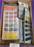 FLAT BOX OF ASSORTED SHOP & OFFICE HARDWARE