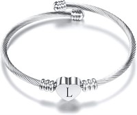 Cute Silver-tone L Initial Baby Bracelet