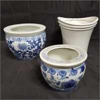 Group of flower pots - some porcelain