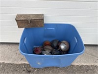 Blue tote with lights and tractor tool box