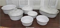 White Corningware Casseroles - The Oval Lid Has A