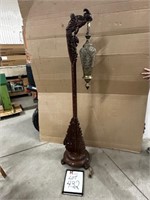 Wooden Carved Floor Lamp - 69" High