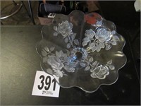 Glass Bowl with Flower Design