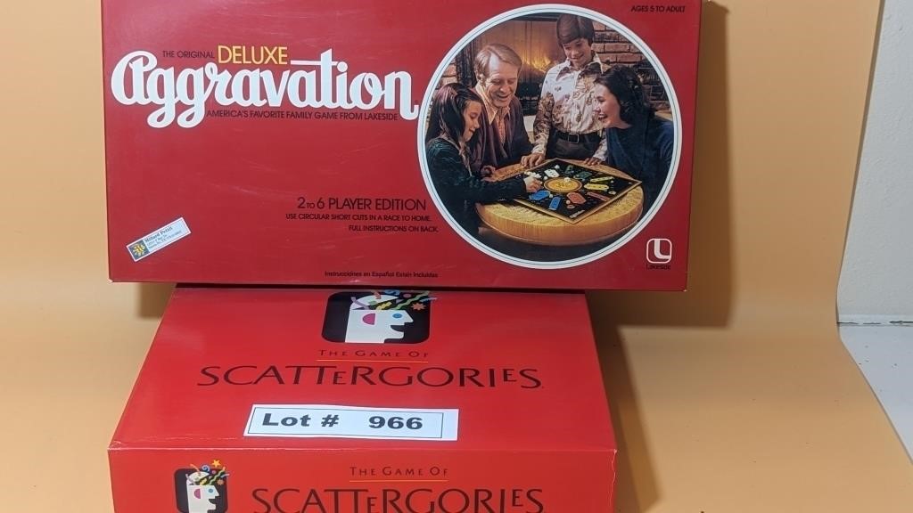 AGGRAVATION AND SCATTERGORIES BOARD GAMES -