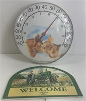 Outdoor Thermometer & Welcome Sign