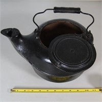 Antique Cast Iron Kettle 7"h 9"d